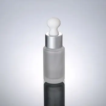 

20ML Frosted Glass Essence White Fan Plastic Head A Silver Ring Dropper Bottle 100PCS/LOT