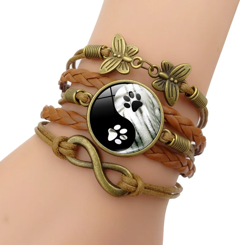 High Quality Products Xushui Xj Tai Chi Yin Yang Charm Bracelet Dog Paw Gl Cabochon Infinite Erfly Vintage Jewelry