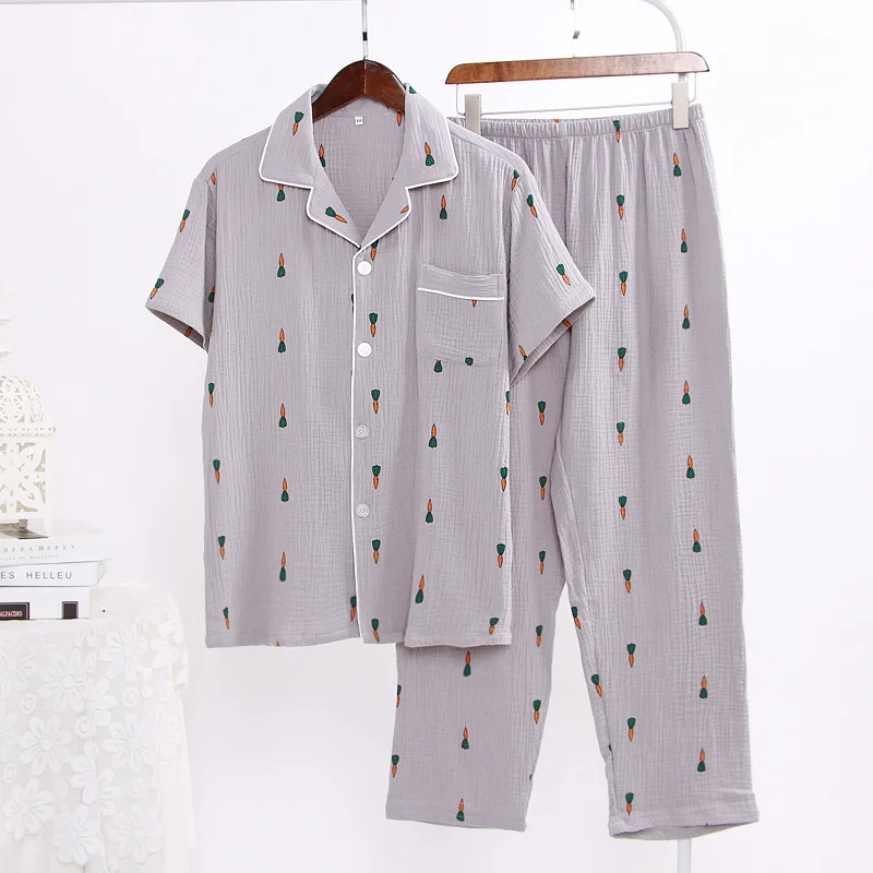 couples short sleeve shorts sleepwear summer (9)