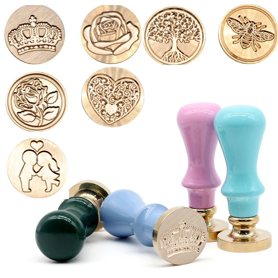 

Paint seal wax Seal Stamps European Portrait Flower Painting Wood Seal For Marriage Invitation Signature Toys DIY Decorative
