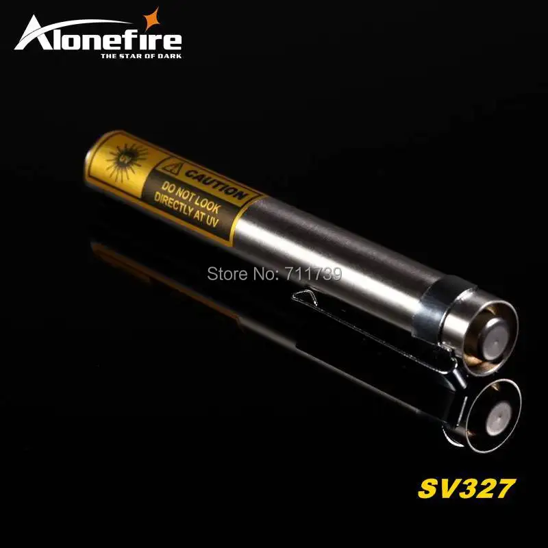 ALONEFIRE SV327 395nm УФ Мини светодиодный светильник из нержавеющей стали, ультрафиолетовый светильник для кошек, собак, домашних животных, мочи, светильник для обнаружения денег, лампа с батареей АА