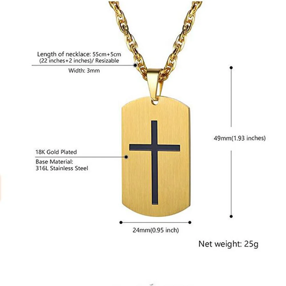 Кулон Yamily Cross Dog Tag с гравировкой библейские буквы, ожерелье из нержавеющей стали, христианские ювелирные изделия для крещения для мужчин