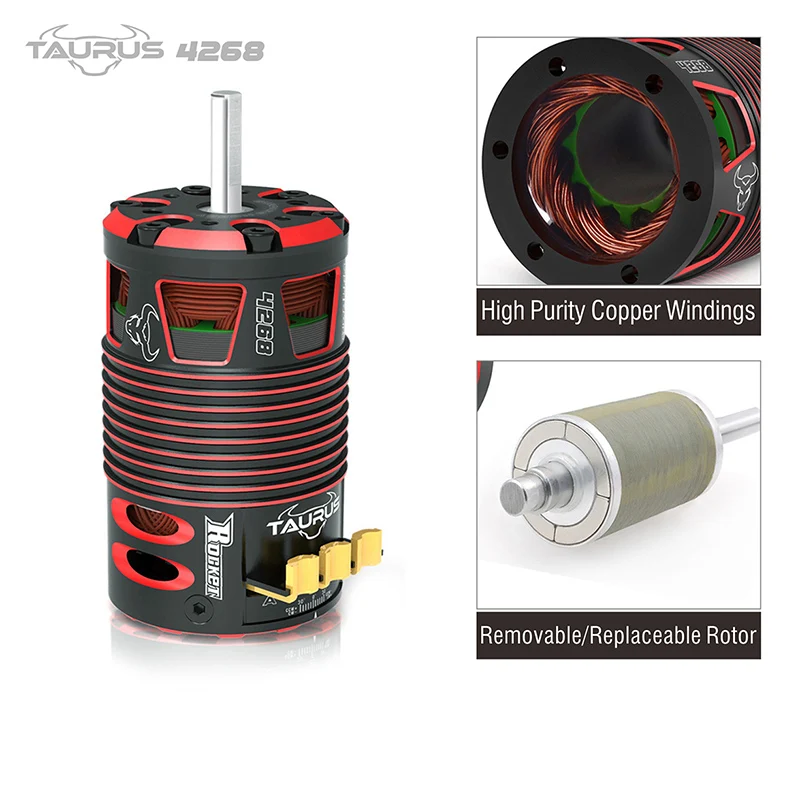 Бесщеточный 4 полюсный двигатель FATJAY Surpass ROCKET TAURUS 4268 для RC 1/8 1/10 багги