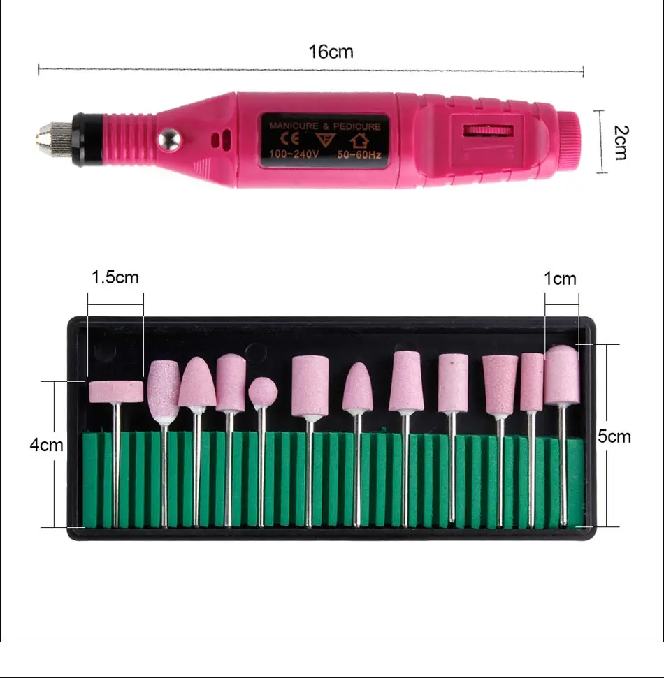 Электрическая машинка для маникюра, 12 шт. в упаковке, Керамика и сверлами для ногтей гель для удаления кутикулы маникюр; педикюр; полировка фрезы Пилочки для ногтей