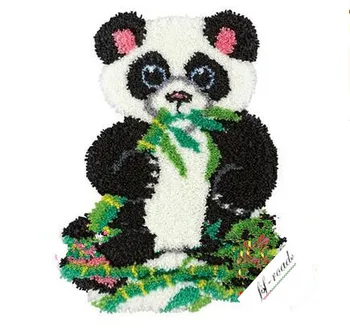 

DIY Carpet Rug Panda and Bamboo Latch Hook Rug Kits Crocheting Tapestry 100% Acrylic Yarn Cushion Set for Embroidery Unfinished
