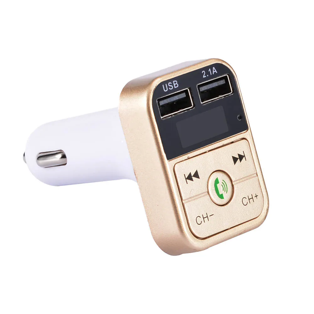 Автомобильное двойное USB зарядное устройство Bluetooth Mp3 плеер Поддержка громкой связи вызов Авто B2 автомобильный fm-передатчик беспроводной радио адаптер Высокое качество - Название цвета: Золотой