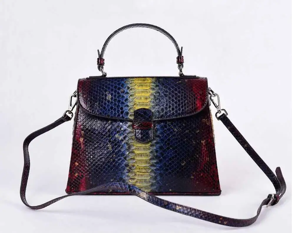 

Accept private label Custom logo wholesale drop shipping Genuine real pythin exotics lady bags fashion tote bag leather handbag