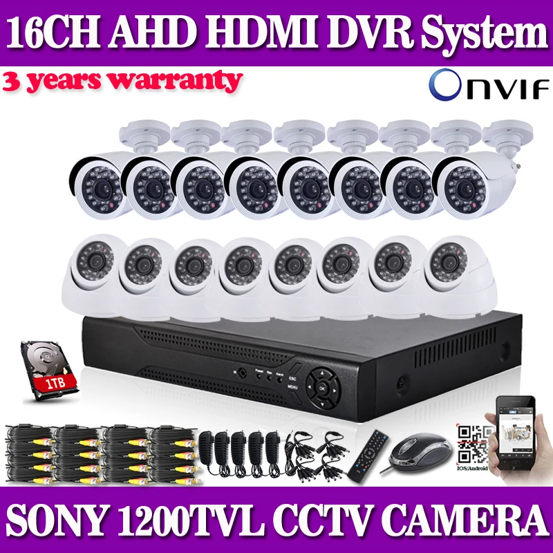 CANDY AHDL 960H DVR 16CH CCTV Security Camera System 1200tvl Outdoor indoor Day Night IR Camera