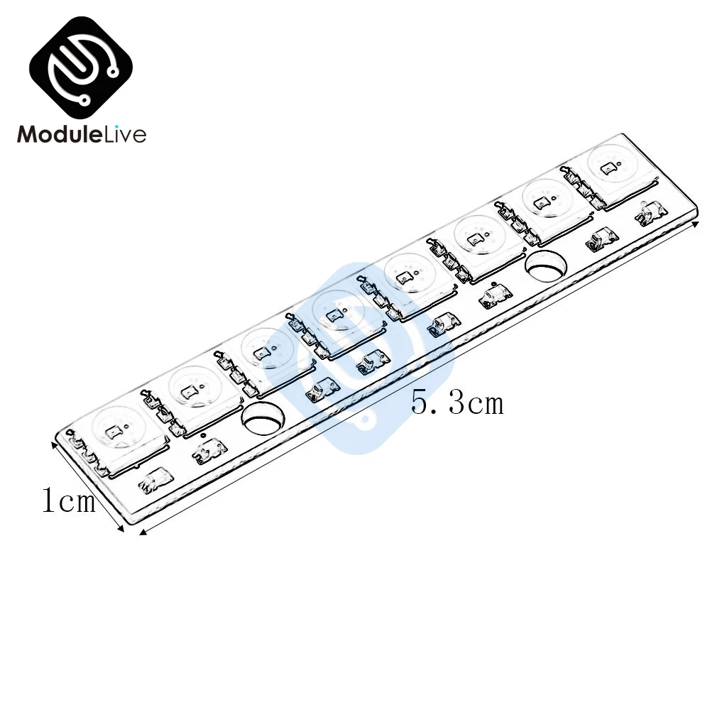 8-канальный 8-канальный светильник WS2812 5050 RGB 8 светодиодов, встроенный полноцветный макетный плата, плата драйвера для Arduino