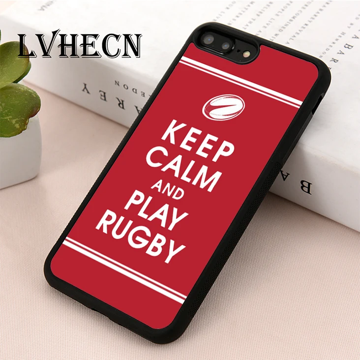 LvheCn TPU الجلد غطاء إطار هاتف محمول لفون 5 5 s SE 6 6 s 7 8 زائد X XR Xs ماكس إبقاء الهدوء والتشغيل الرجبي