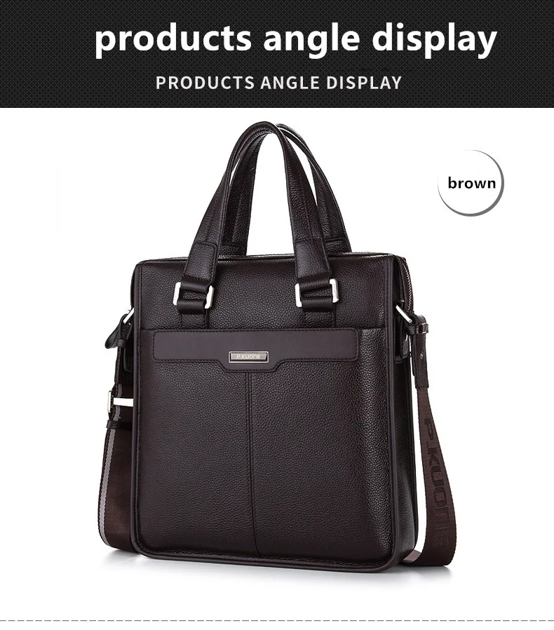 P. KUONE, мужская сумка через плечо, мужская сумка из натуральной кожи, деловой портфель, мужская сумка для 15,6 'ноутбука, компьютера,, мужская сумка