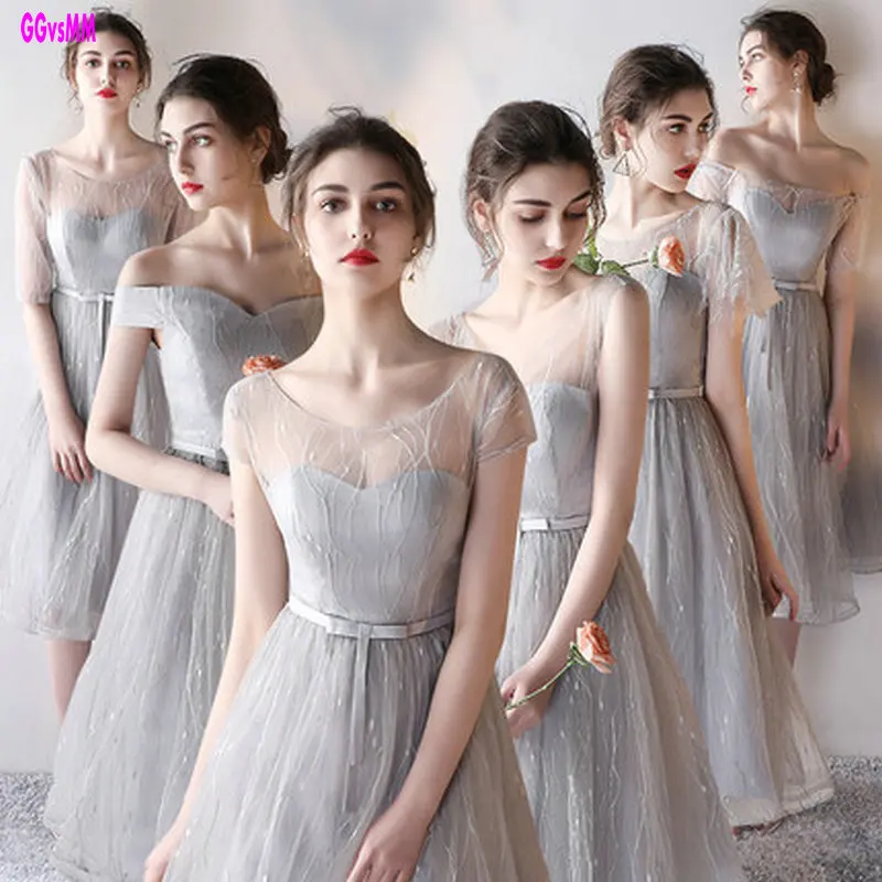 Silver Lace Bridesmaid Dresses