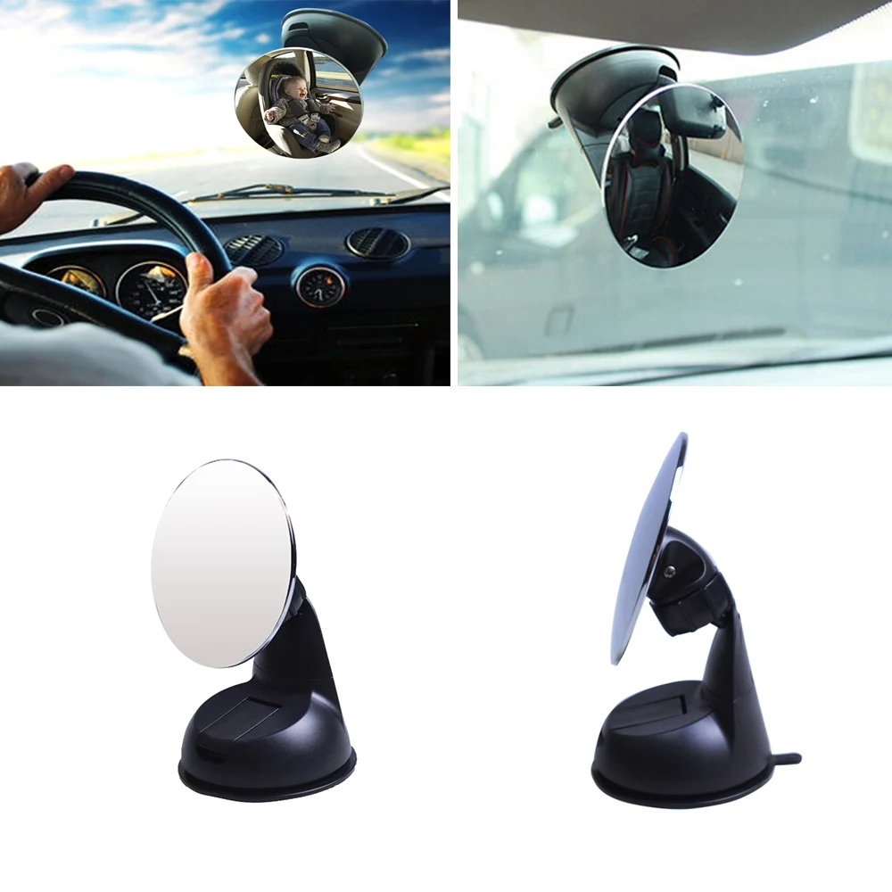 ADJUSTABLE BACK SEAT BABY MIRROR W// SUCTION MOUNT REAR VIEW MONITOR ROUND 85MM