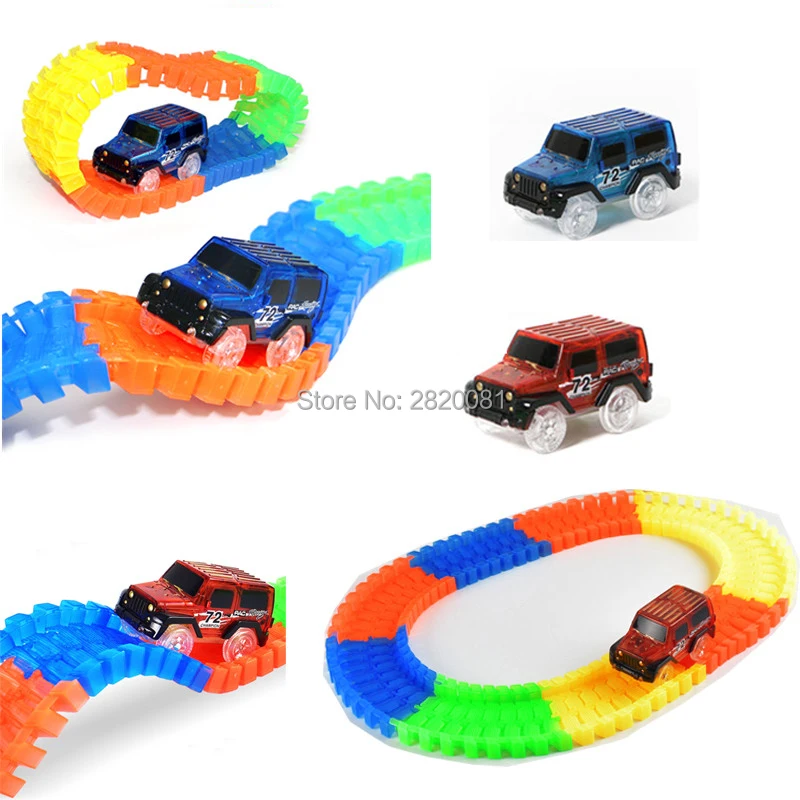 240pcs Race Track Car Glowing flexible soft Bend track with led lighting rail car puzzle educational