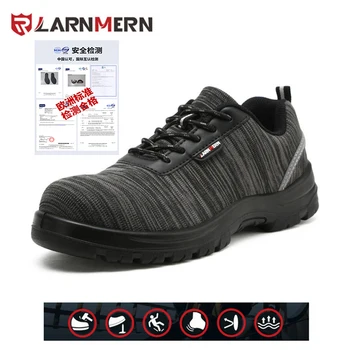 

LARNMERN Steel Toe Cap Work Safety Shoes Men Outdoor Work Shoes Anti-slip Steel Puncture Proof Construction Safety Boots Shoes