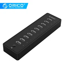 ORICO P10-U2 10 портов USB 2,0 концентратор ЕС/Великобритания/США/AU разъем практичный ABS для ноутбука/рабочего стола с 3,3 фута/1 м USB2.0 кабель-черный