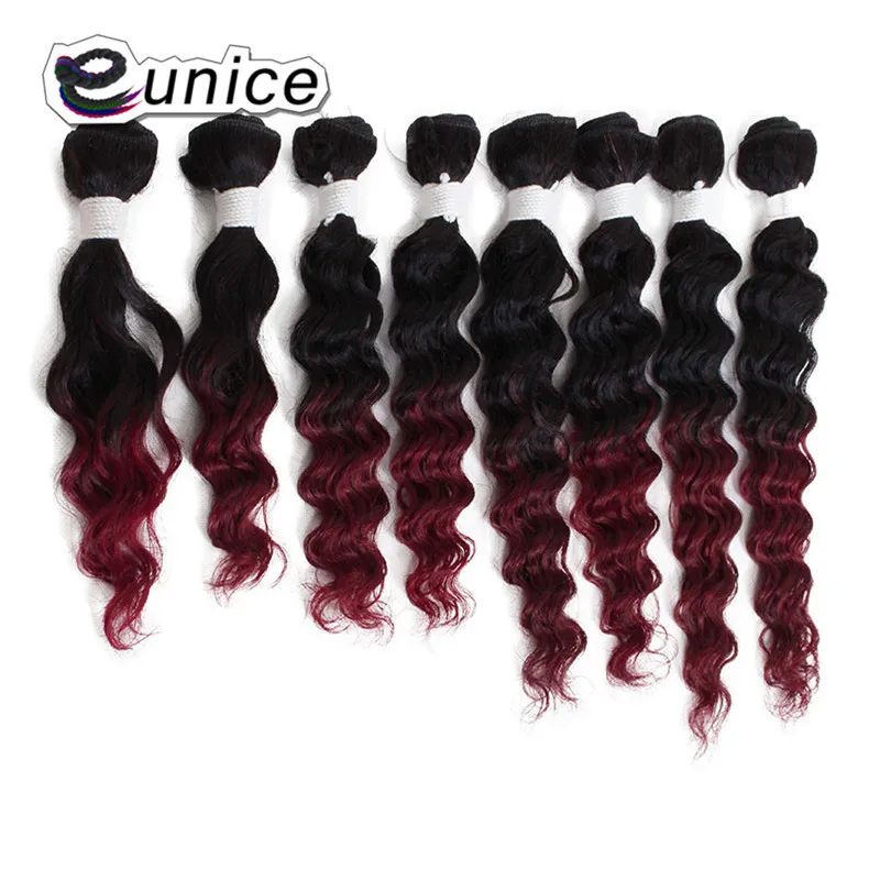 Deep Wave Brazilian Hair Ombre Human Hair Weave Bundles Extensions blond burgundy colors   (5)