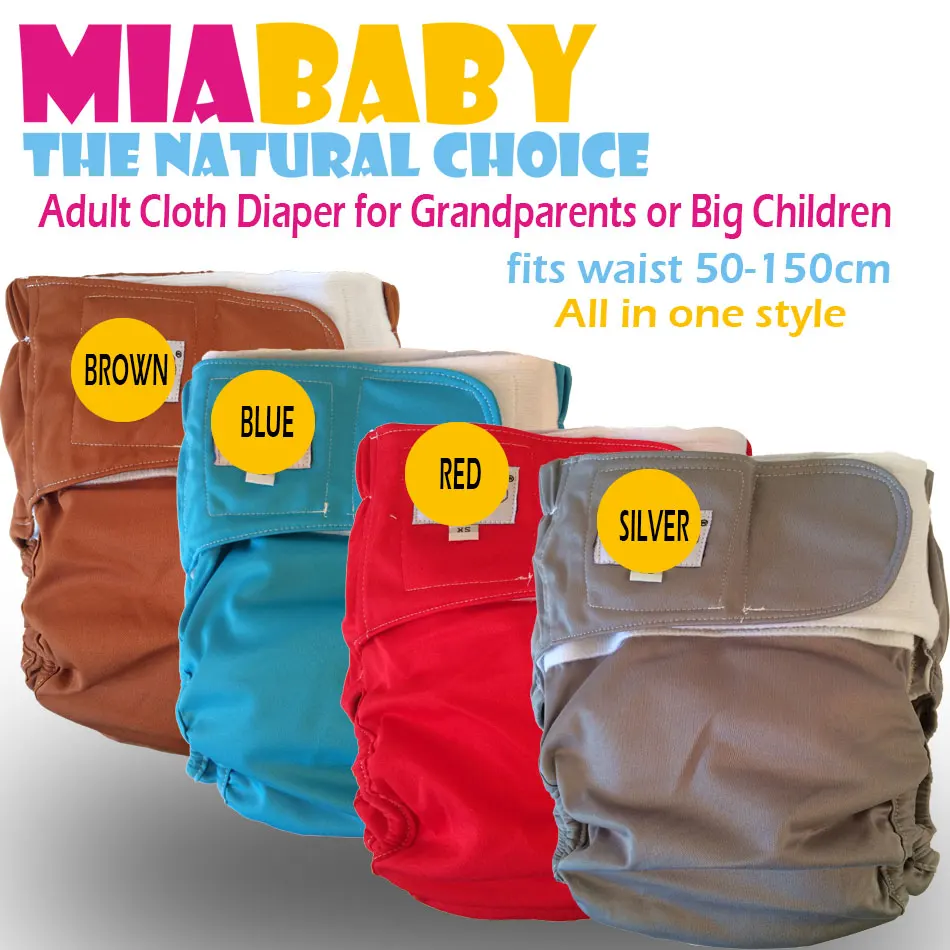 

Miababy Big Cloth adlut Diaper for Children or Grandparents, with double leaking guards, high absobency