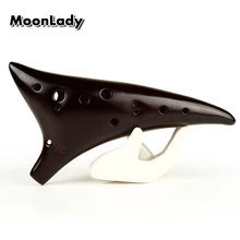 12 Holes Sharp Hole Ocarina Alto C Dark Brown Music Instruments Smooth Appearance Woodwind Instrument Easy to Learn