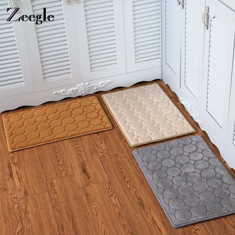 Zeegle однотонный коралловый флисовый коврик для входной двери Коврики для прихожей водопоглощающие кухонные напольные ковры прикроватные Коврики для спальни