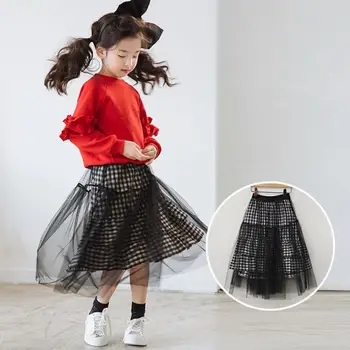 

Korean style baby girl spring autumn mesh patchwork skirts big baby Ball Gown skirts cotton princess skirts party clothes ws159