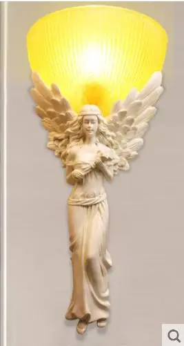 Европейский ангел настенный светильник гостиная спальня настенный отель клуб творческая личность богиня Резной орнамент лампы