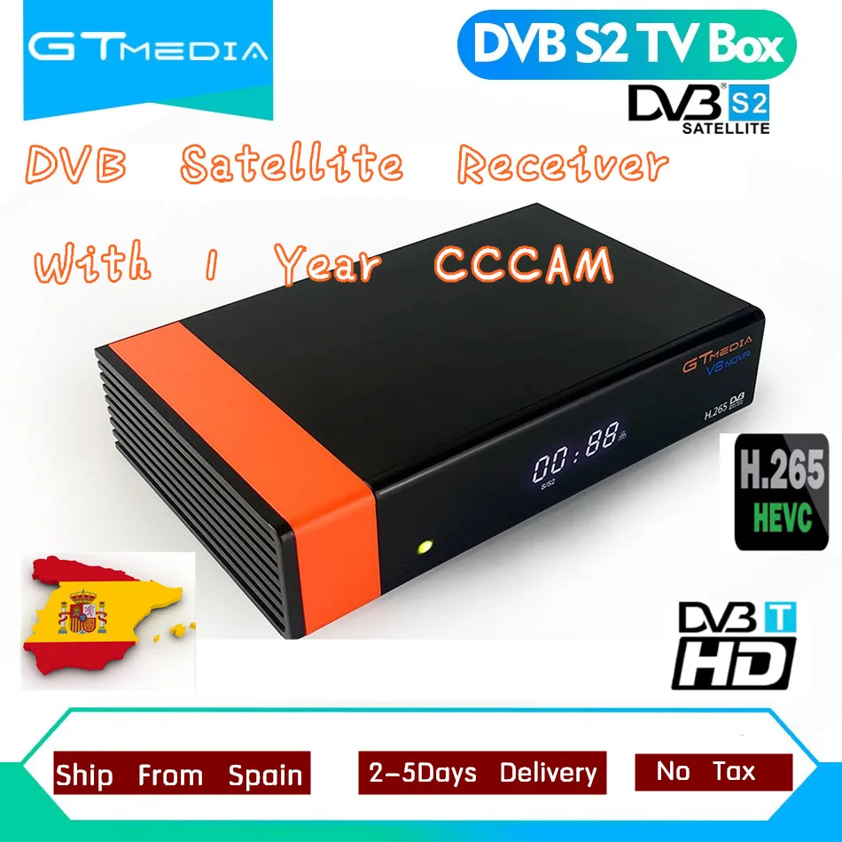 GTMedia V8 Nova DVB-S2 H.265 декодер спутниковый ресивер+ 1 год CCcam 7 clines встроенный wifi цифровой телевизор Испания 4K tv Box