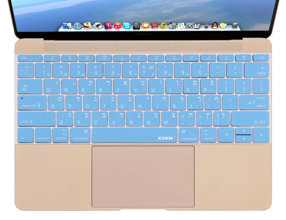 XSKN иврит силиконовая клавиатура чехол черный протектор кожи для Macbook 1" A1534 и 13" A1708(без сенсорной панели) клавиатура протектор