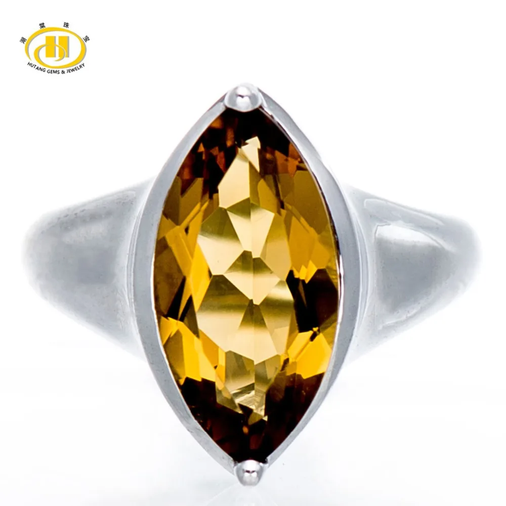 

Hutang 3.50Ct Natural Champagne Quartz Gemstone Solid 925 Sterling Silver Ring Fine Jewelry Women Wholeasle Mother's Day Gift