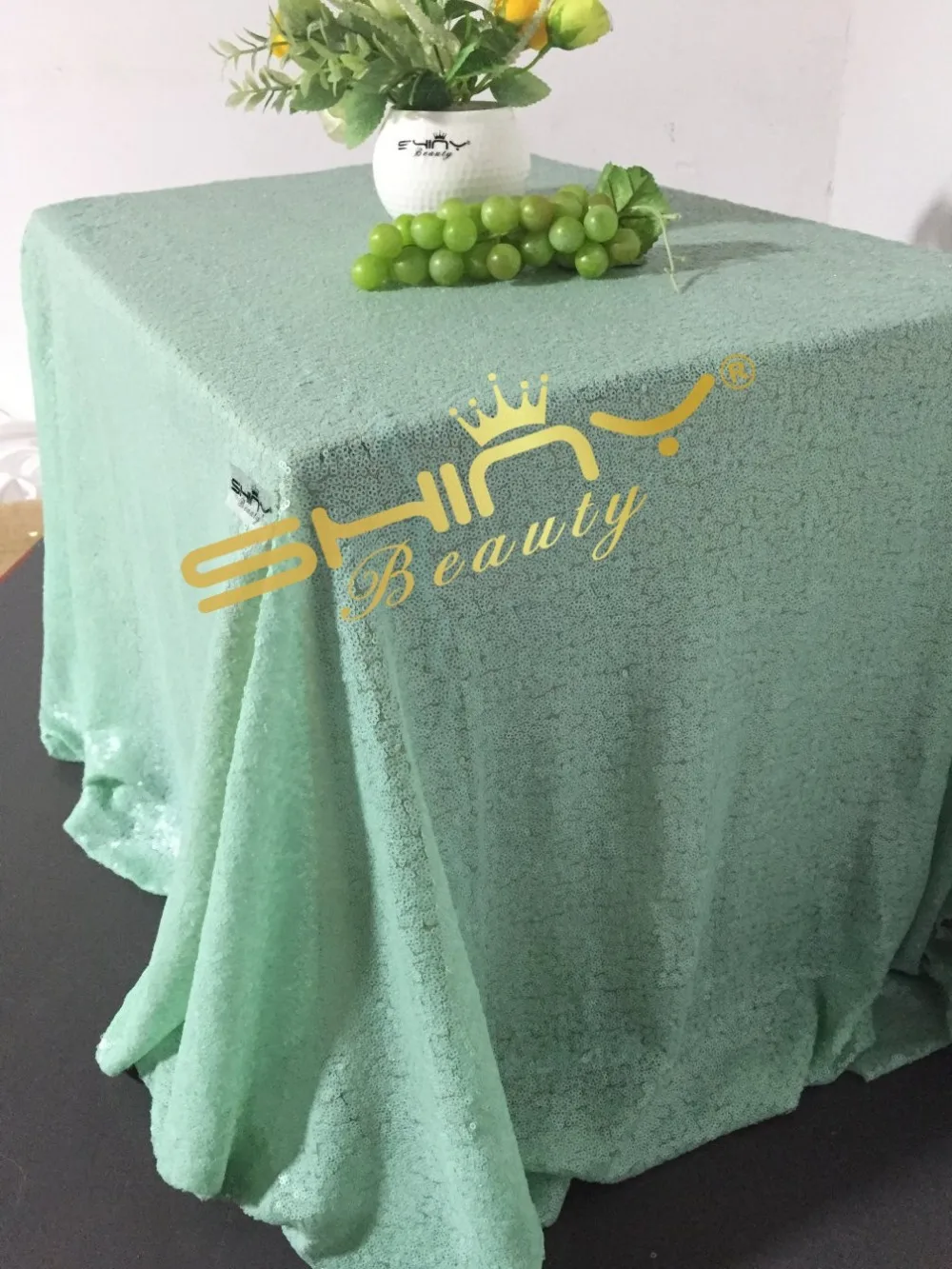 mint green sequin tablecloth (1)
