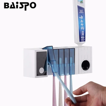 

BAISPO UV Toothbrush Efficient Sterilization Toothbrush Holder Automatic Toothpaste Squeezer Toothbrush Holder Bathroom Set
