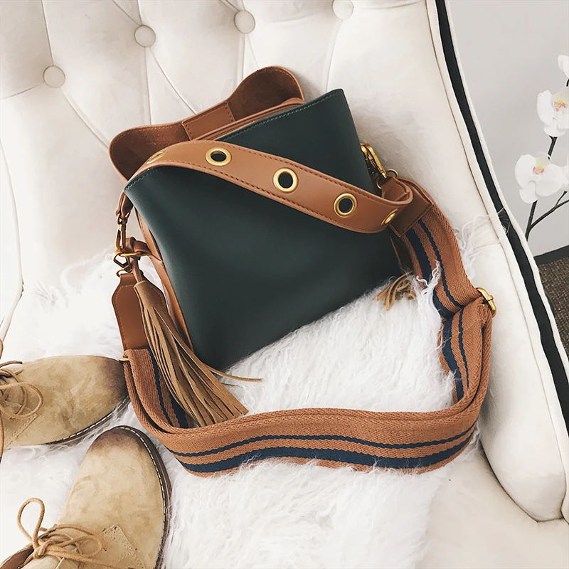 Janespri Women Tassel Handbag Tote High Quality Women Shoulder Bag Luxury Brand Soft Leather Bucket Bag Fashion Women's Handbag (2)