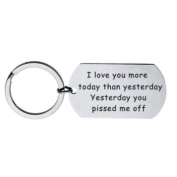 

Love You More Today Than Yesterday Stainless Steel Keychain Keyring Boyfriend Grilfriend Couple Valentines Day Gift Key Chains