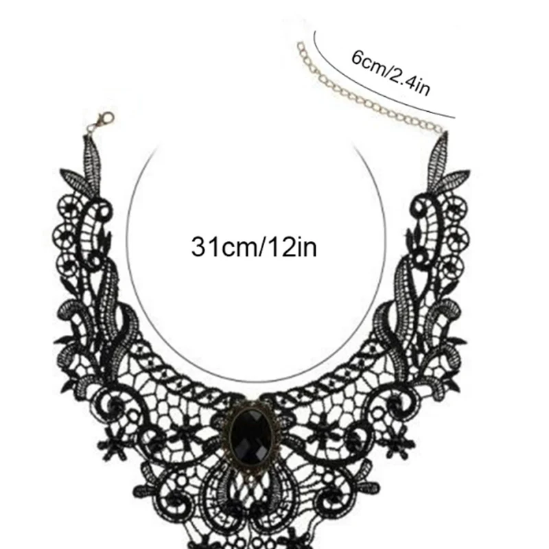 Сексуальное женское черное кружевное Ретро готическое ожерелье, Винтажное колье ручной работы