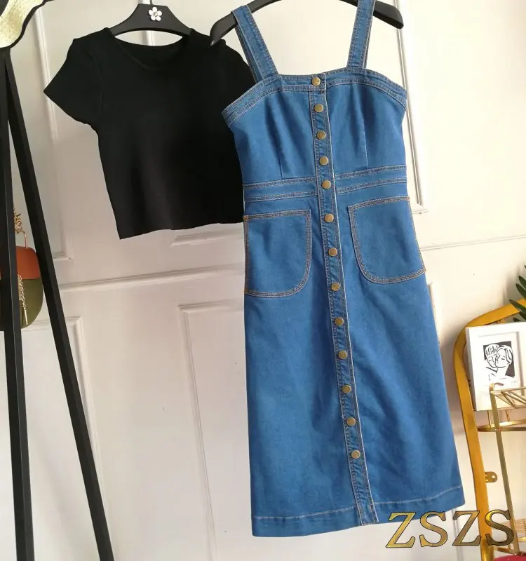 Летняя женская модная джинсовая юбка-комбинезон