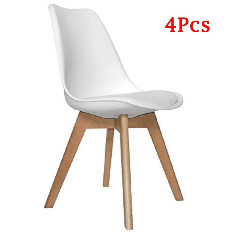 

EGGREE Set of 4 Dining Room Chair with cushion.Solid Wood Feet Plastic Chair Coffee Bar Chair Office Chair White