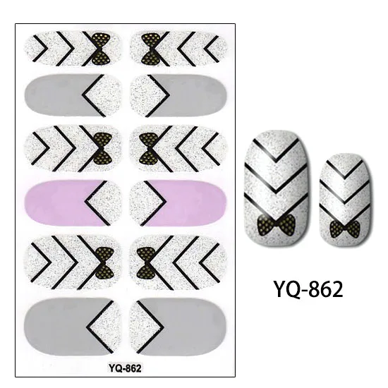 Блестящие наклейки для ногтей YQ с серебряным блеском, 28 дизайнов, 1 шт., полное покрытие, украшение для дизайна ногтей для женщин, инструмент для маникюра, наклейка для красоты - Цвет: YQ-862