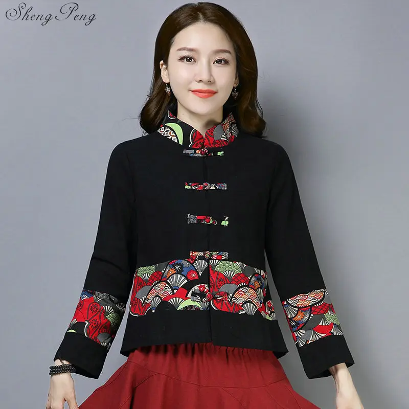 Традиционная китайская одежда для женщин cheongsam Топ воротник-стойка Женские топы и блузки Восточная китайская одежда Q669
