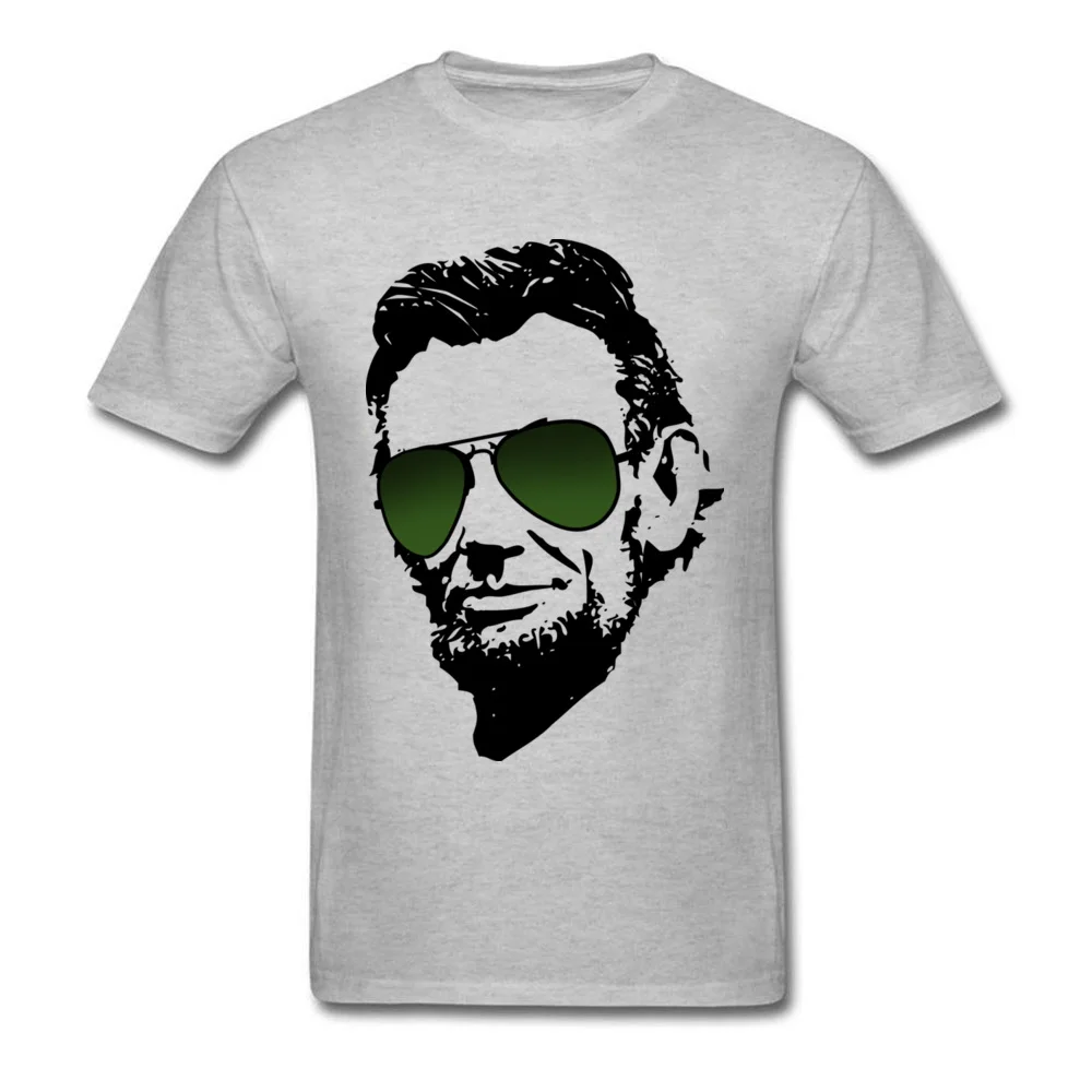 Normal Cool Abe Lincoln in aviators Men T-Shirt Fashionable Lovers Day Short Sleeve Crew Neck Cotton Tops & Tees Tee Shirt Cool Abe Lincoln in aviators grey