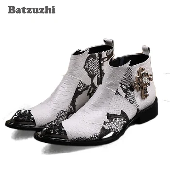 

Batzuzhi Luxury Handsome Man Boots high help with steel-toed man's leather boots pointed boots increased height man's shoes