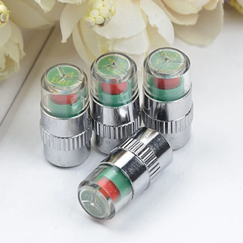 

4 PCS Universal Auto Car Tyre Motorcycle Bicycle Wheel Tire Valve Cap Detection Monitoring External Valve Visual Warning