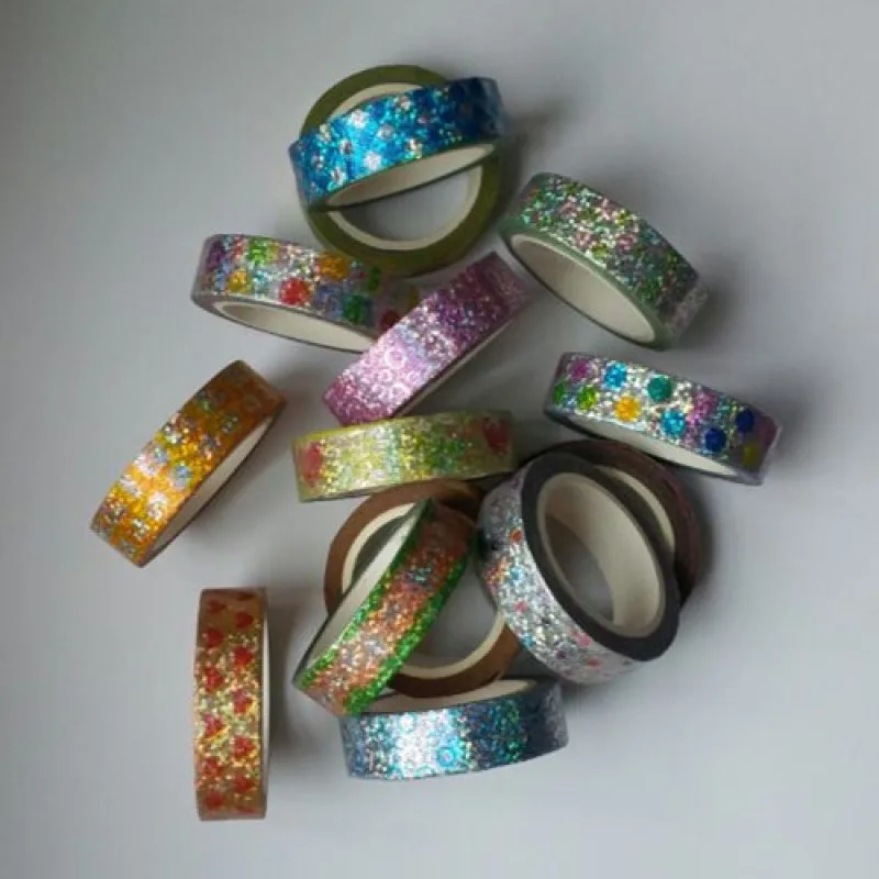

10m length self adhesive glitter paper masking tape easy to tear DIY scrapbooking crafts