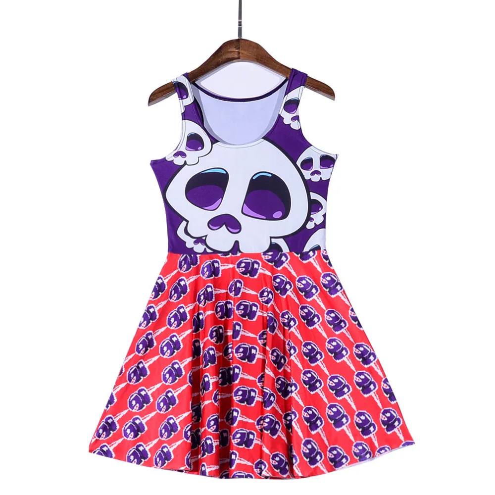 Fashion font b Women b font font b Dress b font Angry Skull Nail Digital Printed