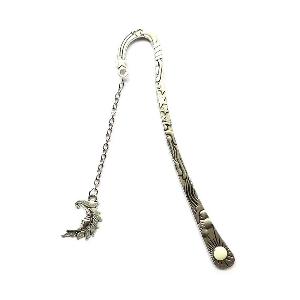 Солнце и луна линии звезды светящиеся волосы булочка ретро пятиконечная звезда светящаяся металлическая флуоресцентная Форма Луны кулон Закладка