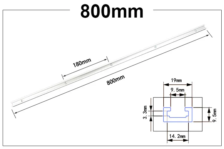 Т-треки алюминиевый сплав слот Торцовочная дорожка джиг приспособление для фрезерного стола ленточные пилы деревообрабатывающий инструмент 300 мм/400 мм/600 мм/800 мм - Цвет: 1Pc 800mm T-track