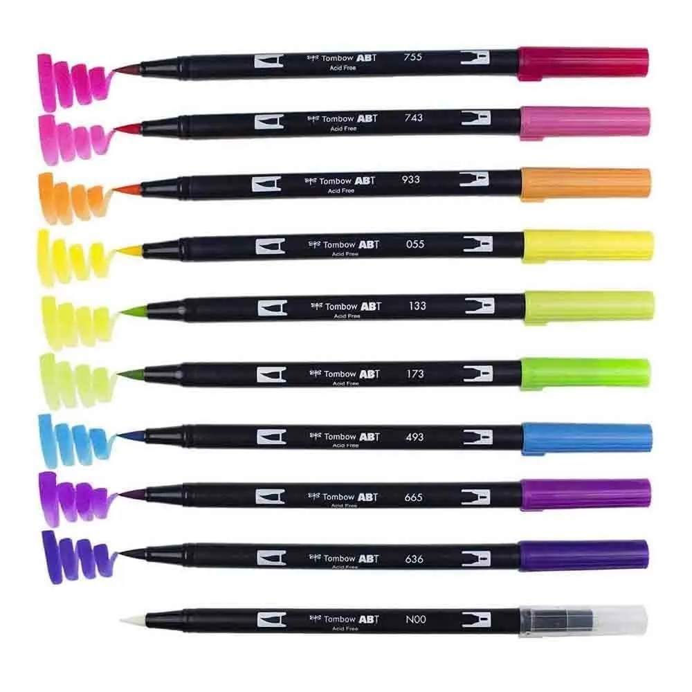 Двусторонняя Акварельная кисть Tombow ABT ручка художественный маркер каллиграфия