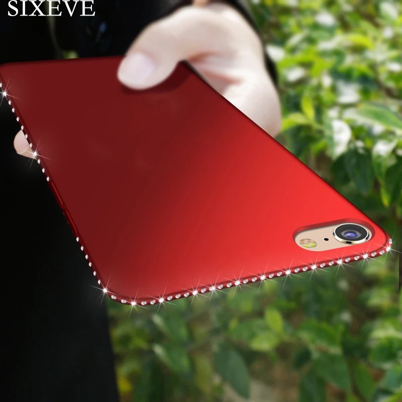 

SIXEVE Rhinestone Luxury Ultra Thin slim Soft Shockproof Case For iphone 6 S 6S 7 8 X 10 Plus Cell Phone Cover Glitter silicone
