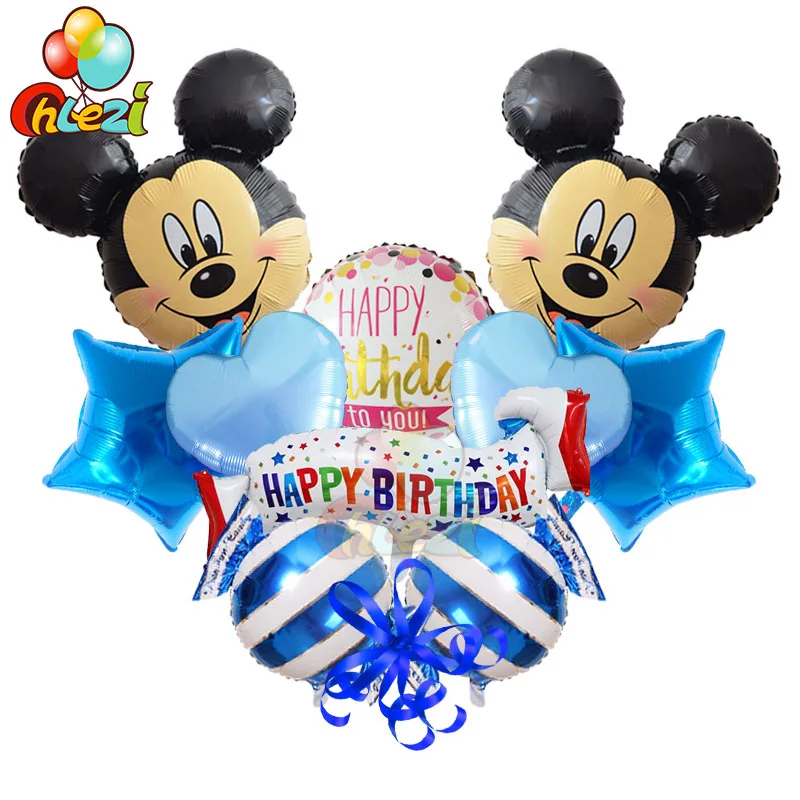 Микки Минни Маус мультфильм рисунок детский день рождения праздничные гелиевые шары Сердце Звезда Свадебные украшения детский душ globos