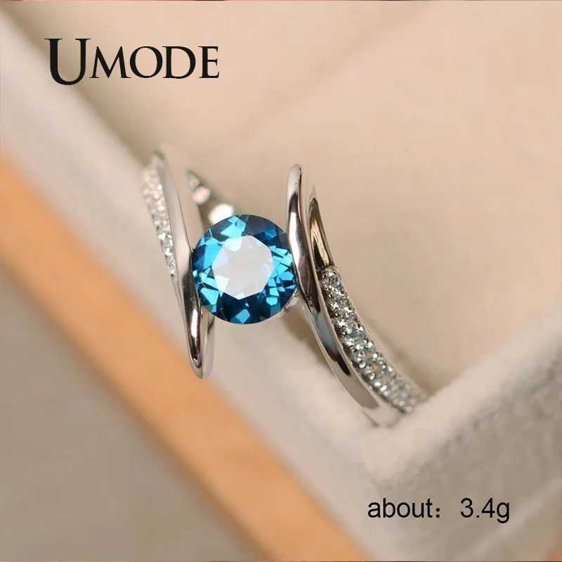 Женское Винтажное кольцо UMODE обручальное с зеленым фианитом роскошное Брендовое