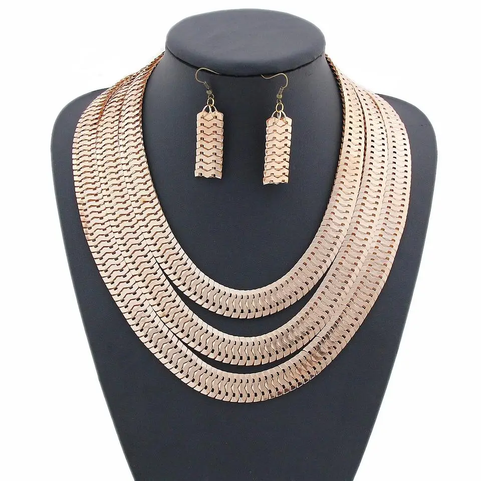 

CirGen Fashion Collar Women Big Chunky Gold Color Snake Chain Statement Choker Necklace Bijoux Jewelry Item,E10